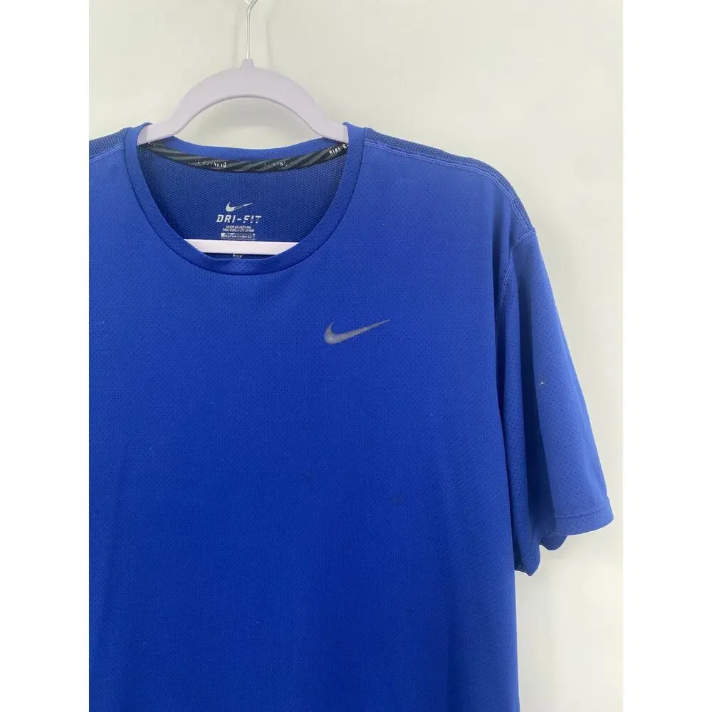 Nike Running Dri-Fit Contour Breathable Blue Running Shirt Men’s Size XL